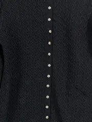 Vorschaubild 3 von Damen Strickjacke Schwarz Klassisch Zopfstrickmuster Gr. 36/S