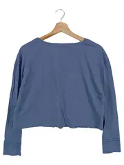 Vorschaubild 2 von Damen Langarmshirt Gr. 36/S Blau Casual Basic Baumwolle