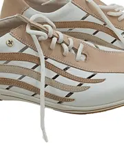 Vorschaubild 4 von Damen Sneaker Low Leder Weiß Beige Gr. 39 Schnürschuh Casual