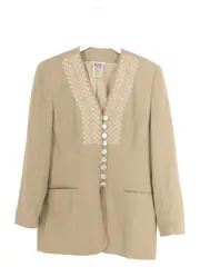 Vorschaubild 2 von Damen Kostüm mit Rock Gr. 40/L Beige Business Elegant Stickerei