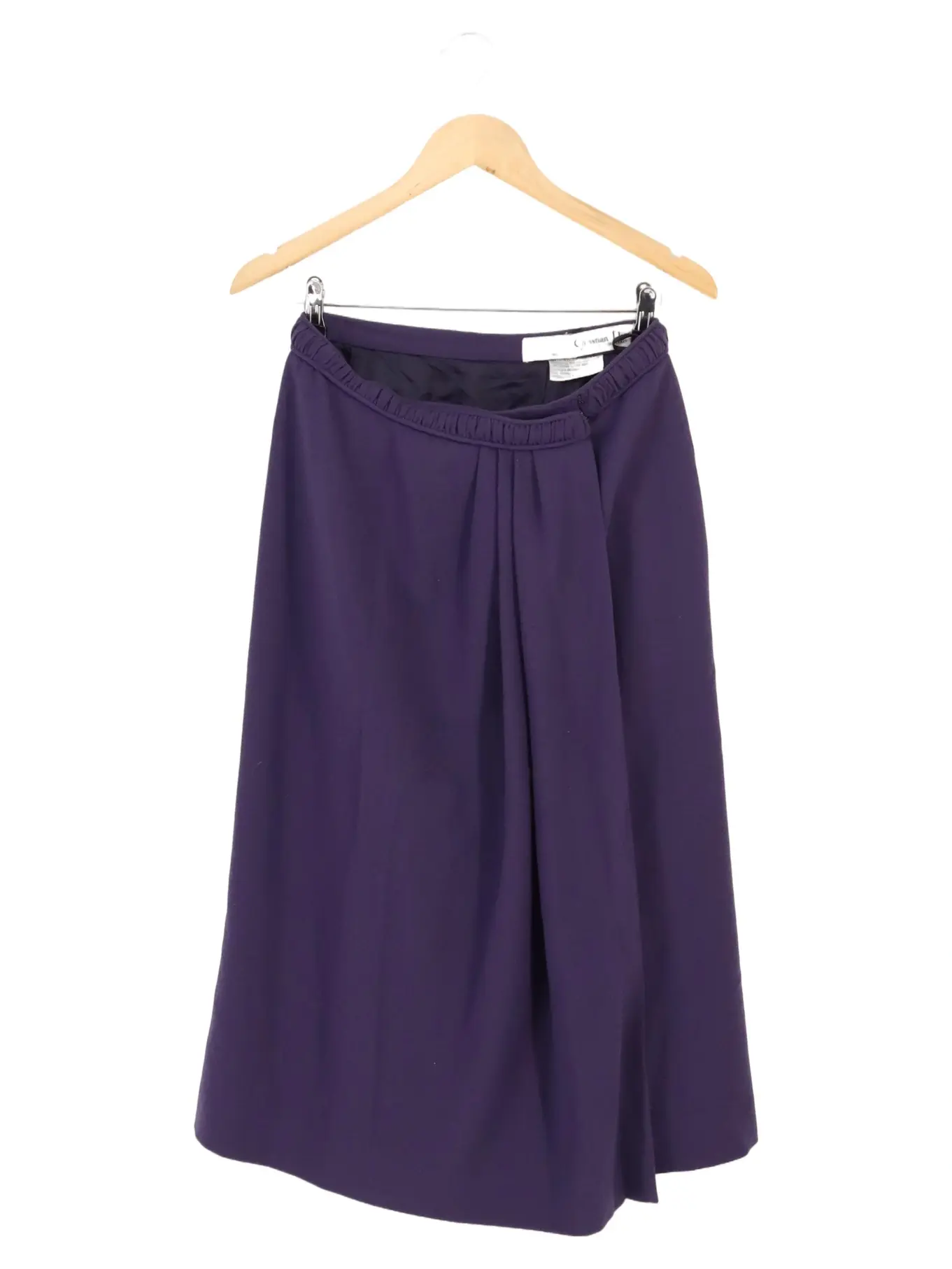 CHRISTIAN DIOR Faltenrock Damen 44/XXL Lila Wolle Elegant Midirock