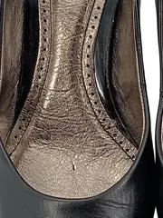 Vorschaubild 3 von Damen Pumps Schwarz Leder Gr. 37 Kitten Heel Spitz Elegant