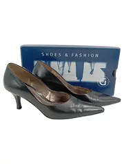 Vorschaubild 2 von Damen Pumps Schwarz Leder Gr. 37 Kitten Heel Spitz Elegant