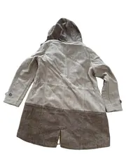 Vorschaubild 2 von Damen Übergangsmantel Gr. 40 Wolle Fischgrät Kapuze Beige