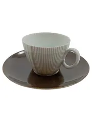 Vorschaubild 1 von Thomas Germany Kaffeetasse mit Untertasse Porzellan Braun Gestreift Modern