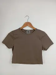 Vorschaubild 3 von Damen Sport Shirt Gr. 38/M Braun Kurzarm Cropped