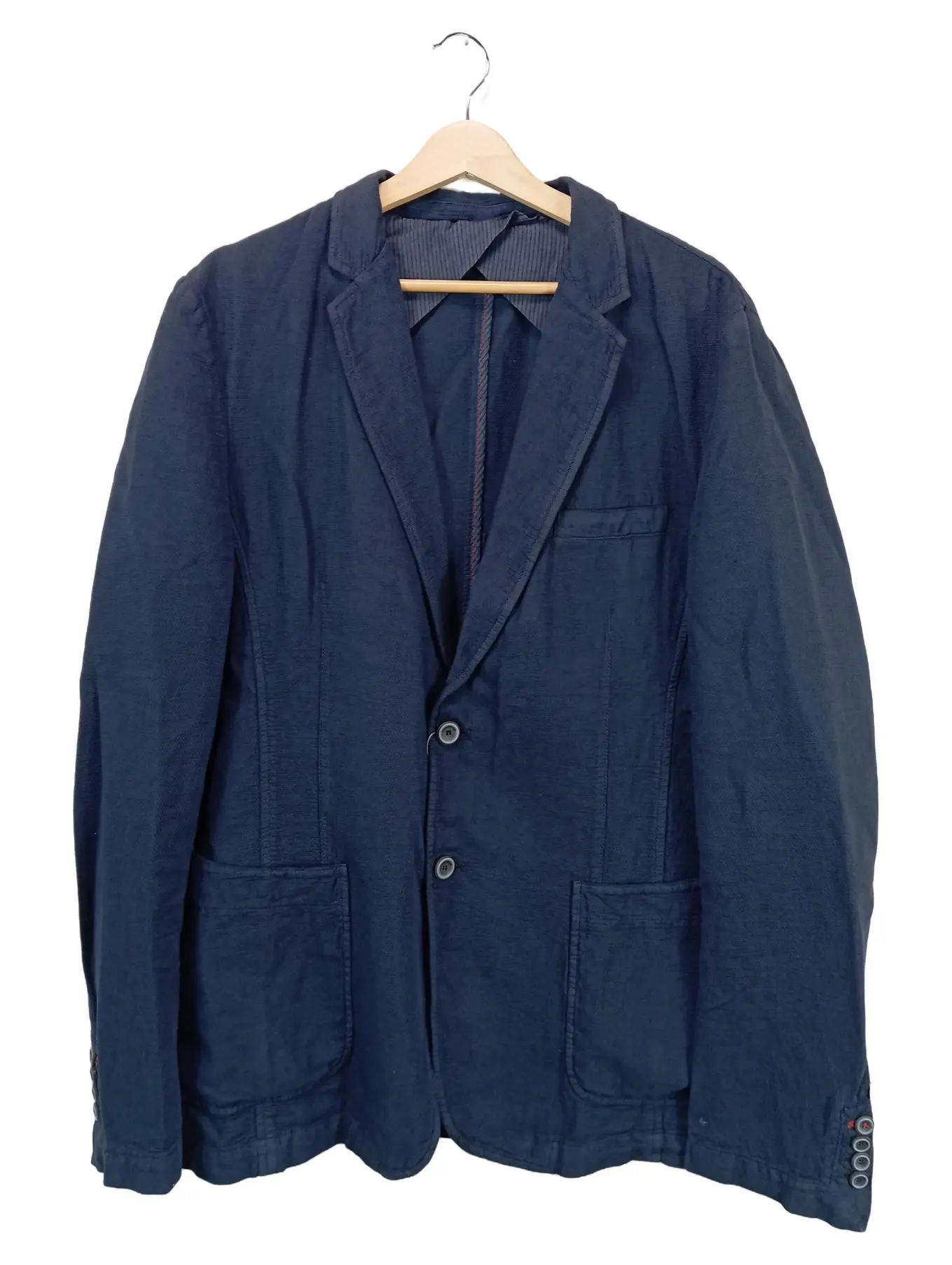 HAMAKI-HO Herren Sakko Gr. 54/XXL Blau Modern Wolle Leinen