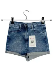 Vorschaubild 1 von High Waist Jeans Shorts Kinder Blau Gr. 128 Baumwolle Freizeit