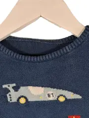 Vorschaubild 2 von Kinder Pullover Gr. 122 Blau Rennwagen Motiv Baumwolle