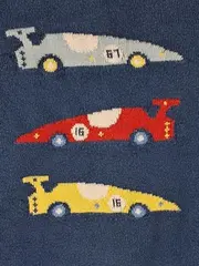 Vorschaubild 3 von Kinder Pullover Gr. 122 Blau Rennwagen Motiv Baumwolle