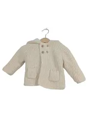 Vorschaubild 1 von Baby Strickjacke mit Kapuze Gr. 74 Beige Wolle Knöpfe