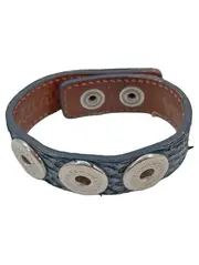 Vorschaubild 1 von NOOSA AMSTERDAM Armband Damen Blau Leder Casual Strukturmuster Metall 24cm