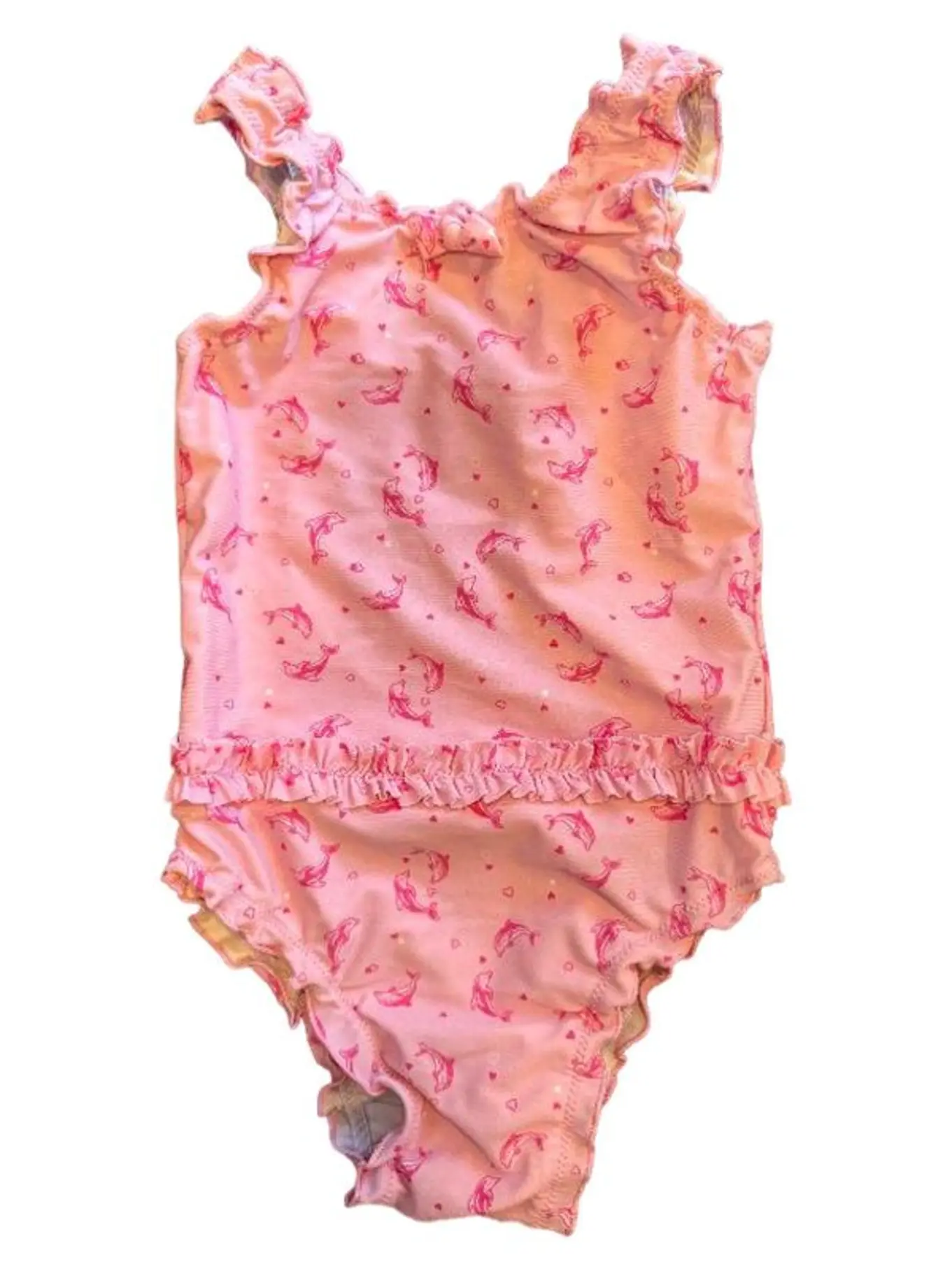 SANETTA BEACH Mädchen Badeanzug Gr. 104 Pink Tiermotive Rüschen