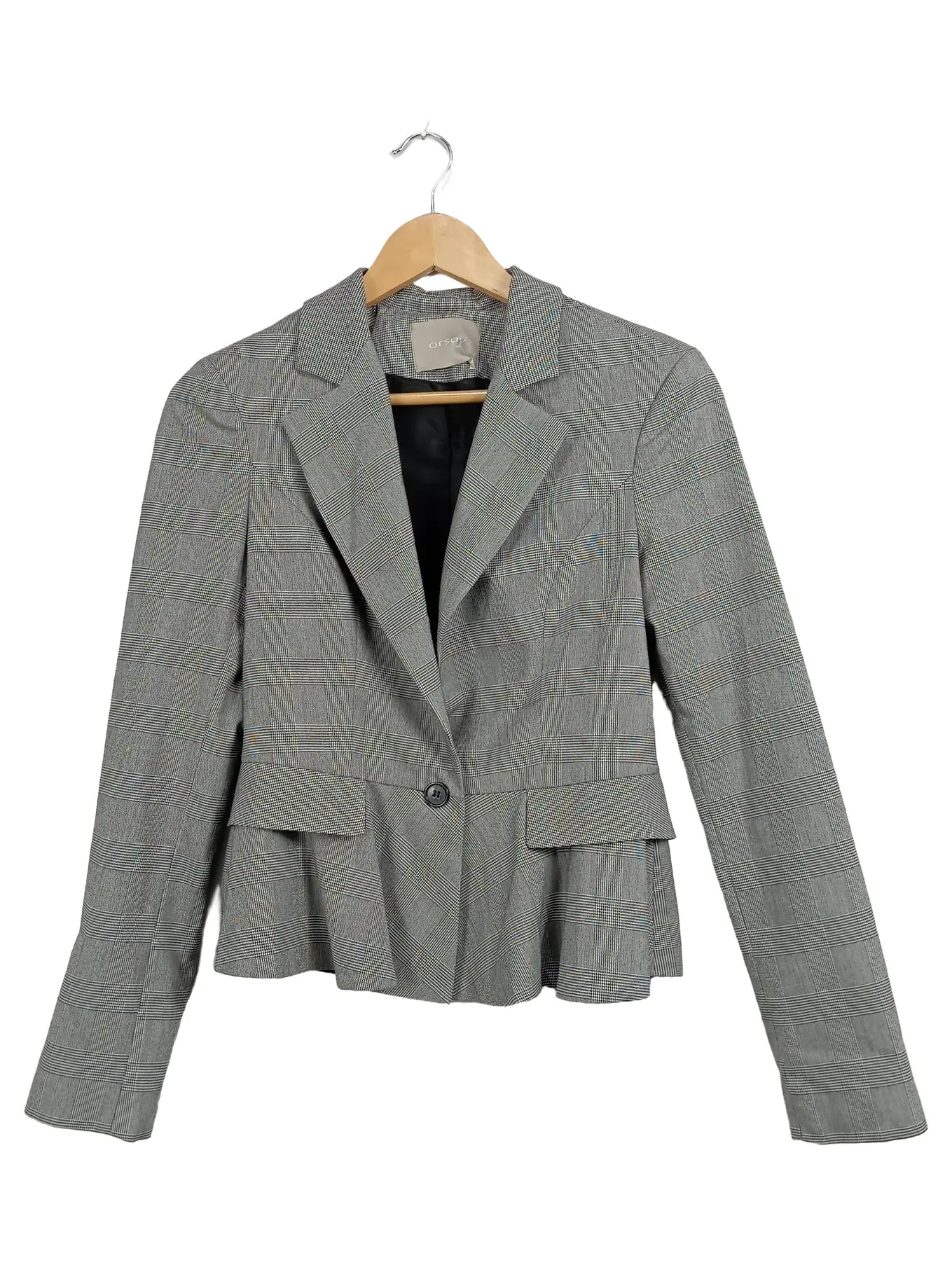 ORSAY Karierter Blazer Damen Grau Gr. 36/S Business Langarm