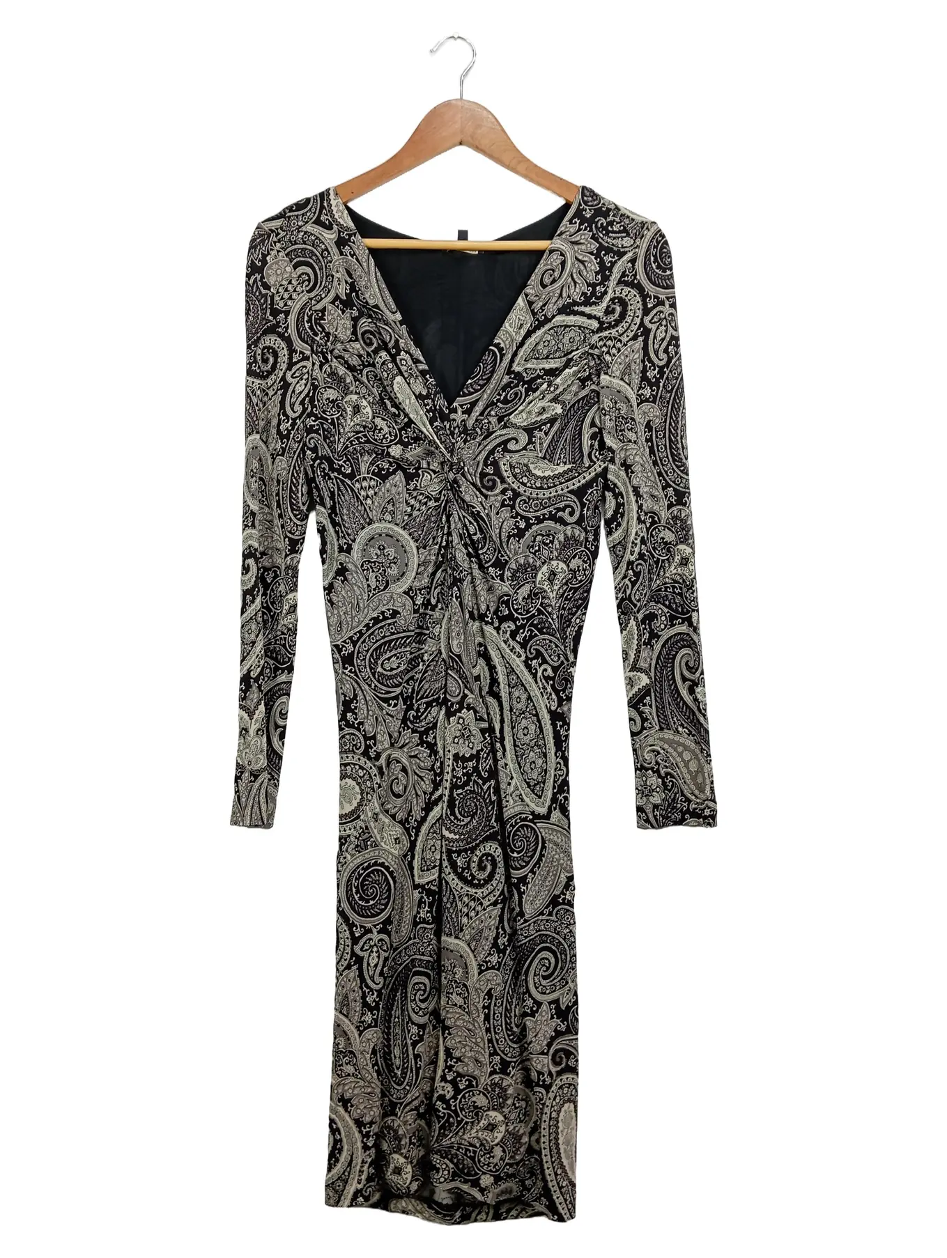 ETRO Damen Wickelkleid Gr. 46 Mehrfarbig Paisley Langarm Freizeitkleid