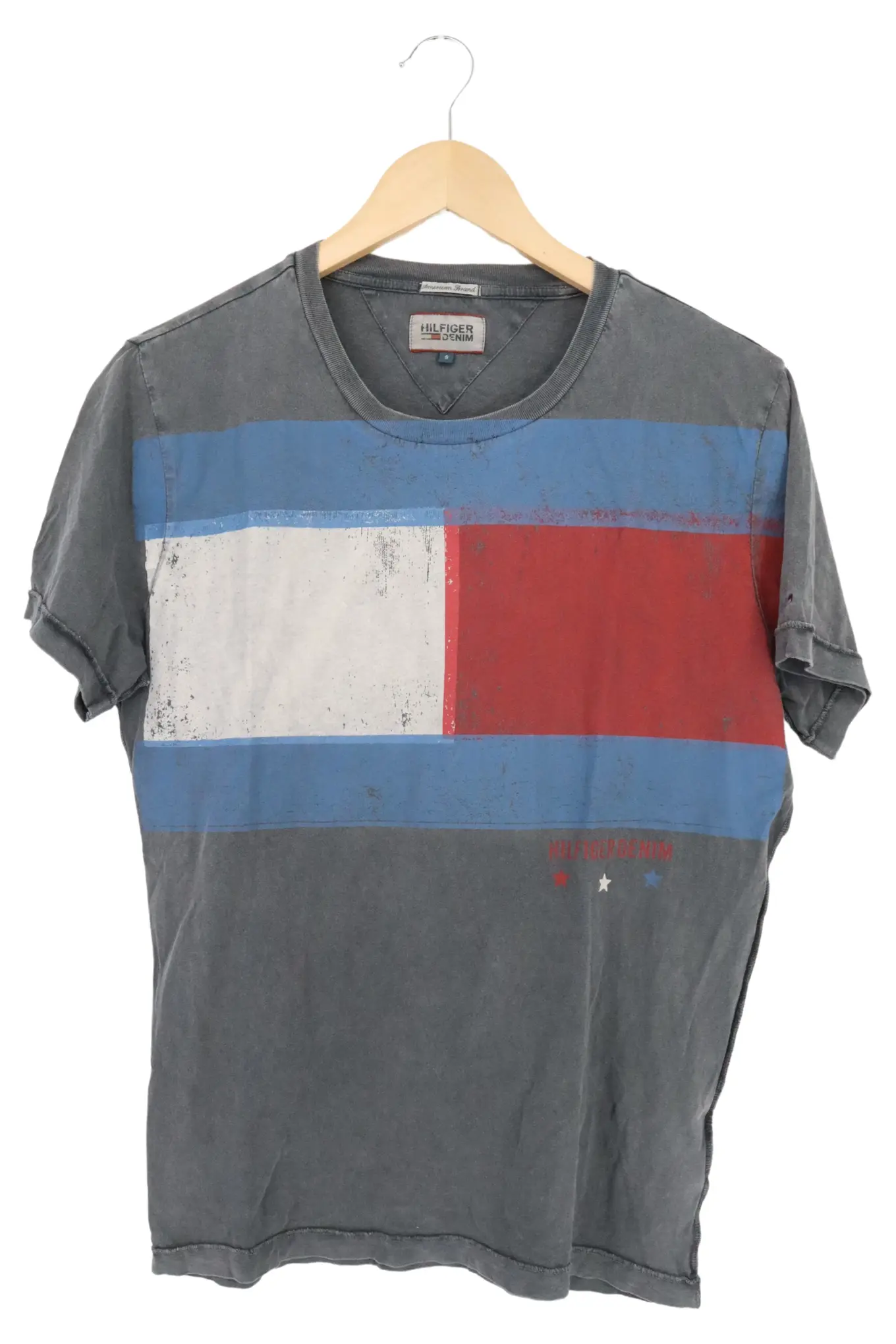 TOMMY HILFIGER T-Shirt Damen 36/S Grau Logo Vintage Casual