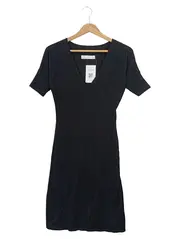 Vorschaubild 1 von Damen Strickkleid Gr. 36/S Schwarz Elegant Minimalistisch Midikleid