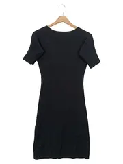 Vorschaubild 2 von Damen Strickkleid Gr. 36/S Schwarz Elegant Minimalistisch Midikleid