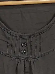 Vorschaubild 4 von Damen T-Shirt Gr. S grau Kurzarm Zierknöpfe Baumwolle Casual