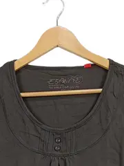 Vorschaubild 3 von Damen T-Shirt Gr. S grau Kurzarm Zierknöpfe Baumwolle Casual