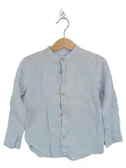 Vorschaubild 1 von Kinder Freizeithemd Leinen Blau Gr. 110 Casual Langarm