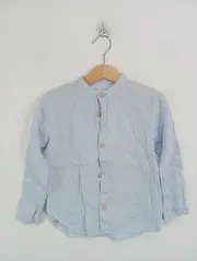 Vorschaubild 2 von Kinder Freizeithemd Leinen Blau Gr. 110 Casual Langarm