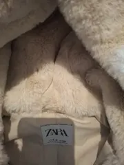Vorschaubild 2 von Kunstfell Kapuzenjacke Mädchen Gr. 140 Beige Felljacke