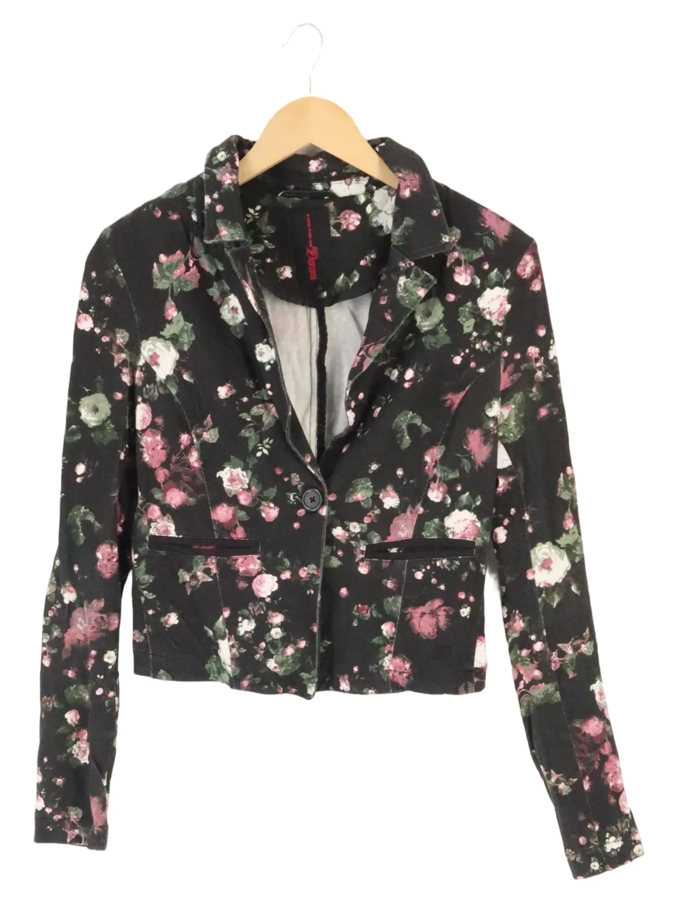 TOM TAILOR Damen Blazer Schwarz Florales Muster Gr. 36/S Elegant Modisch