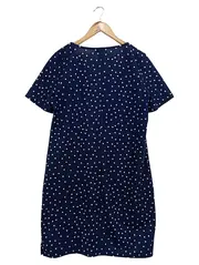 Vorschaubild 2 von Damen Freizeitkleid Gr. 40/L Blau gepunktet Elegant Vintage