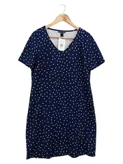 Vorschaubild 1 von Damen Freizeitkleid Gr. 40/L Blau gepunktet Elegant Vintage