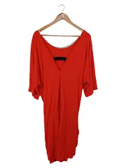 Vorschaubild 2 von Damen Freizeitkleid Rot Gr. 36/S Elegant Bohemian Midikleid Viskose