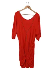 Vorschaubild 1 von Damen Freizeitkleid Rot Gr. 36/S Elegant Bohemian Midikleid Viskose