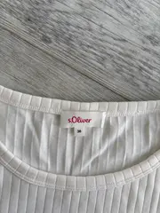 Vorschaubild 3 von Damen Langarmshirt Gr. 36/S Weiß Casual Rippstrick