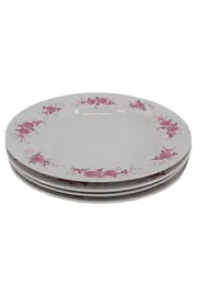 Vorschaubild 1 von Suppenteller Set 4x Porzellan Weiß Blumenmuster 23cm