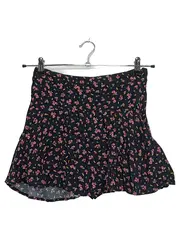 Vorschaubild 1 von Minirock Damen Blumenmuster Schwarz Größe S Viskose Sommerrock