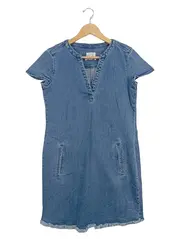 Vorschaubild 1 von Damen Jeanskleid Freizeitkleid Blau Gr. 34;XS Baumwolle Casual