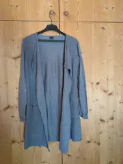 Vorschaubild 2 von Strickjacke Damen Gr. 32/XXS Grau Casual Rippstrick