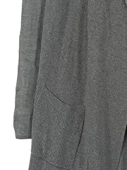 Vorschaubild 3 von Strickjacke Damen Gr. 32/XXS Grau Casual Rippstrick