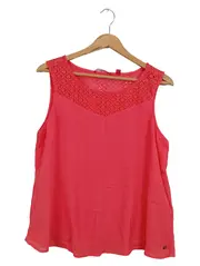 Vorschaubild 1 von Damen Top Gr. 40 L Rot Feminin Viskose Häkelspitze