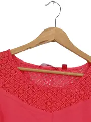 Vorschaubild 3 von Damen Top Gr. 40 L Rot Feminin Viskose Häkelspitze