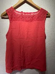 Vorschaubild 2 von Damen Top Gr. 40 L Rot Feminin Viskose Häkelspitze