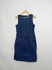 Vorschaubild 2 von Businesskleid Damen Gr. 38 Blau Baumwolle Ärmellos