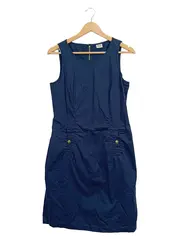Vorschaubild 1 von Businesskleid Damen Gr. 38 Blau Baumwolle Ärmellos