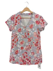 Vorschaubild 1 von Damen Shirt Blumenmuster Rosen Grau Kurzarm Gr. M