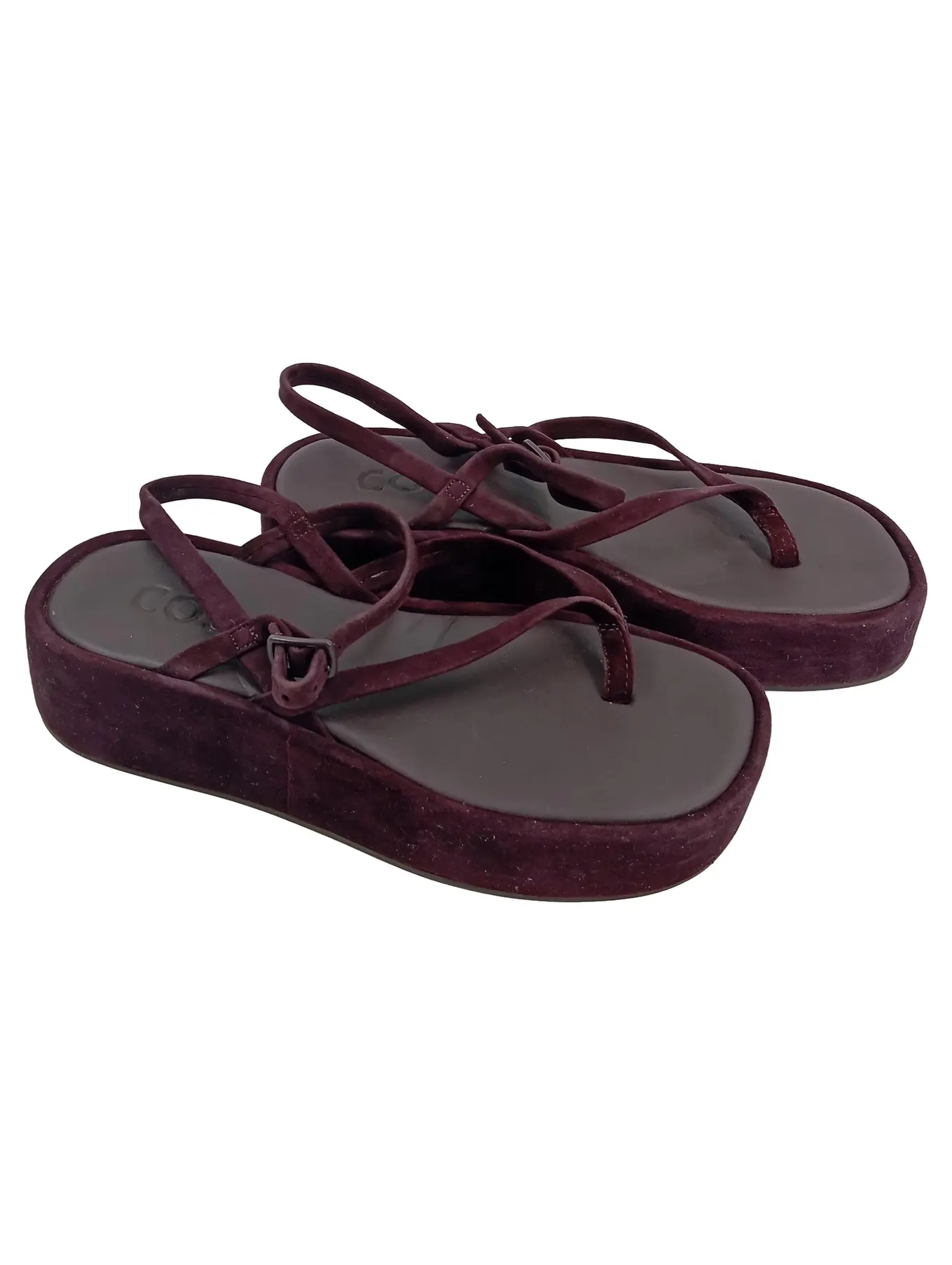 COS Damen Zehentrenner Sandalen Gr. 39 Braun Modern Plateau