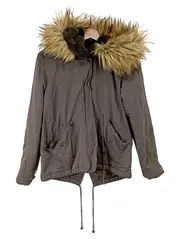 Vorschaubild 1 von Damen Parka Jacke Gr. 36/S Oliv Casual Outdoor Fellkapuze