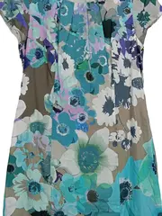 Vorschaubild 2 von Damen Freizeitkleid Gr. 40 Blumen Floral Baumwolle Mehrfarbig
