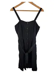 Vorschaubild 1 von Damen Trägerkleid Schwarz Gr. S Lyocell Knopfleiste Casual