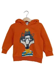 Vorschaubild 1 von Kinder Kapuzenpullover Gr. 104 Orange mit Waschbär-Aufdruck