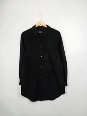 Vorschaubild 2 von Damen Hemdbluse Schwarz Gr. S Modern Langarm